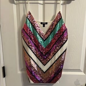 Express Multicolor Sequin Chevron Cami